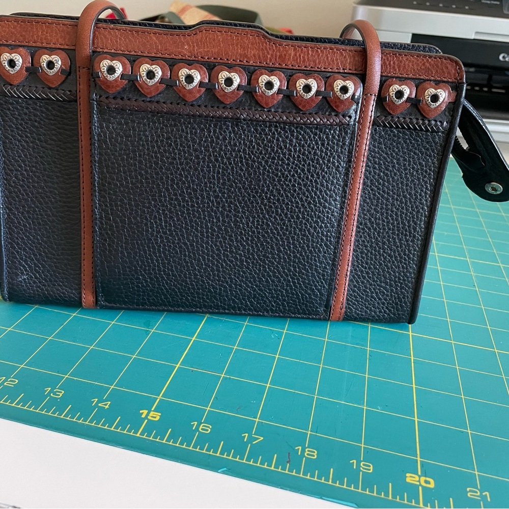 Brighton Black and Brown Heart-Accent Organizer Purse